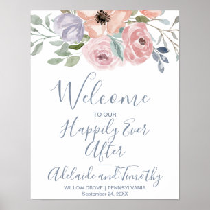 Affiche Dusty Rose Florals Mariage de bienvenue