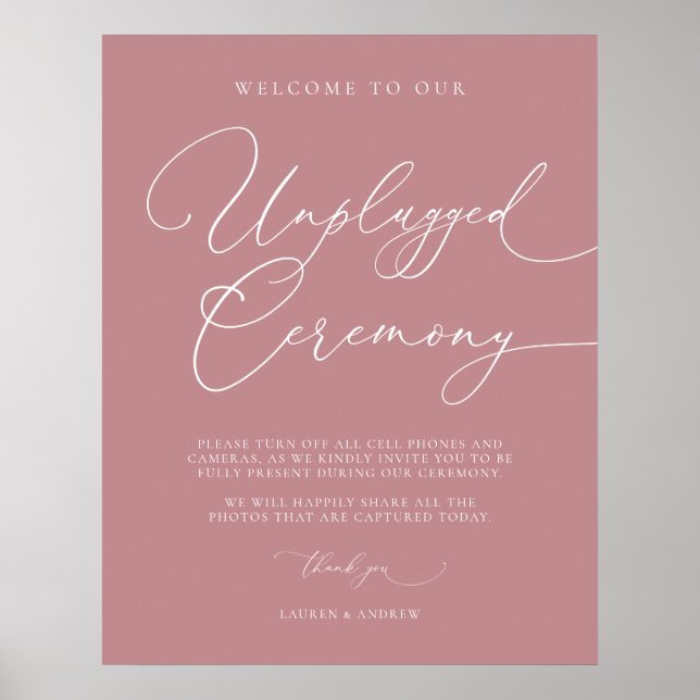 Affiche Dusty Rose Minimalist Wedding Unplugged Ceremony (Devant)