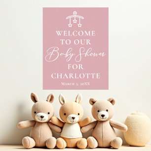 Affiche Dusty Rose rose chic Baby shower personnalisé