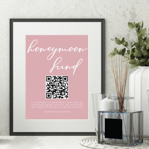 Affiche Dusty Rose rose Mariage fonds Lune de miel Code QR