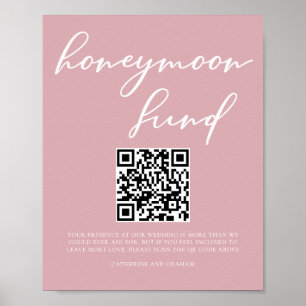 Affiche Dusty Rose rose Mariage fonds Lune de miel Code QR