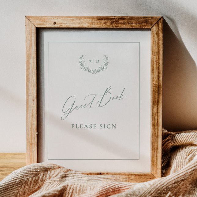 Affiche Dusty Sage Guest Book Wedding Table Sign Decor (Créateur téléchargé)