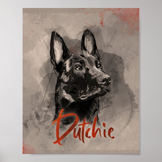 Affiche Dutch Shepherd - Illustration utchie (Devant)