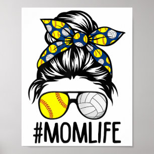 Affiche Dy Mom Life Softll Volleyll Fête des Mères Chignon