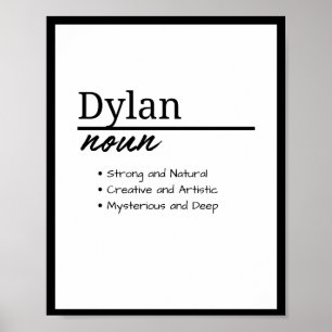 Affiche Dylan, Garçon Personnalisé Nom Définition
