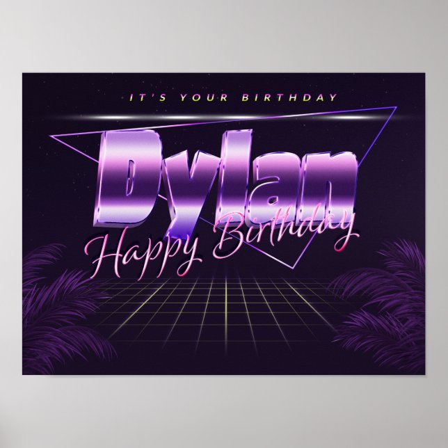 Affiche Dylan Prénom Date de l'anniversaire de l'affiche (Devant)