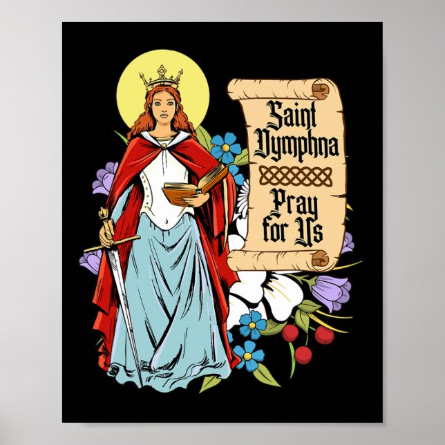 Affiche Dymphna Pureté Lily Patron Saint Santé mentale Cha (Devant)