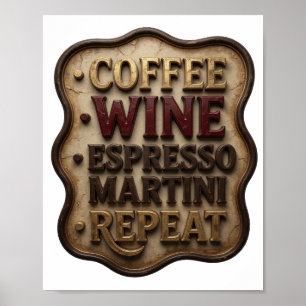 Affiche Dynamic Gold CAFÉ VIN MARTINI EXPRESSO RÉPÉTER