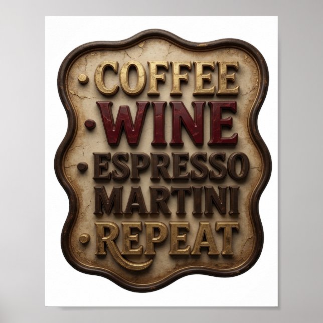 Affiche Dynamic Gold CAFÉ VIN MARTINI EXPRESSO RÉPÉTER (Devant)