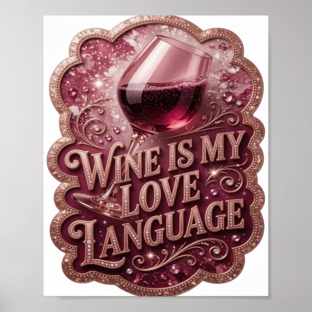 Affiche Dynamic Gold LE VIN EST MON LANGAGE D'AMOUR (Devant)