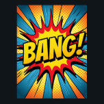 Affiche Dynamic Pop Art 'BANG' ! Style comique<br><div class="desc">Cette affiche capte l'énergie brute et explosive d'une scène classique d'action de bande dessinée. Les déchiquetées, les éclairs dynamiques et les couleurs à contraste élevé créent une onde de choc visuelle, célébrant le moment de l'impact. C'est un hommage moderne au style audacieux et graphique de Pop Art des années 1960,...</div>