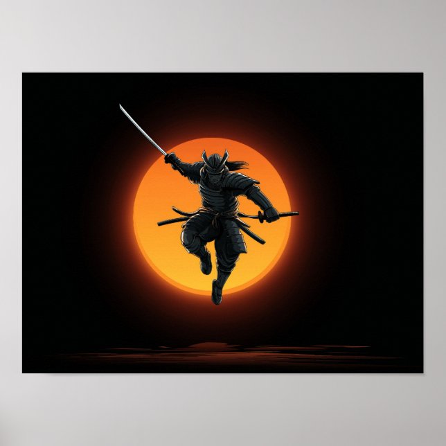 Affiche Dynamic Samurai Jump Silhouette  (Devant)