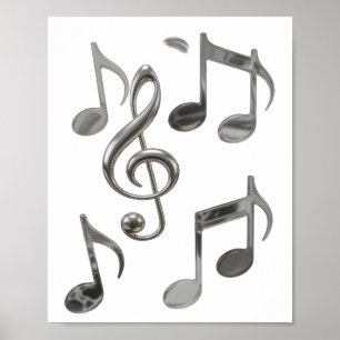 Affiche Dynamic Silver NOTES DE MUSIQUE Design Bold