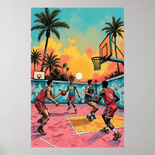 Affiche Dynamic Slam Dunk - Illustration du jeu de basket- (Devant)