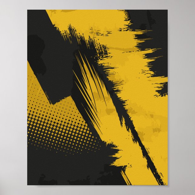 Affiche Dynamic Yellow Paint over Dark Surface (Devant)
