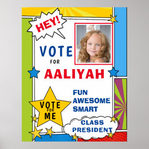 Affiche Dynamique Cartoon Comic Style de livre Voting scho