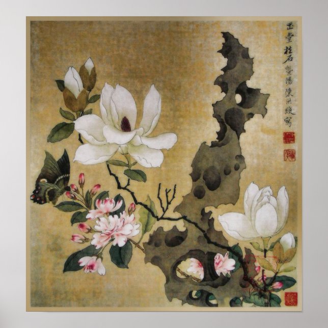 Affiche Dynastie Magnolia Fleur et Papillon (Devant)