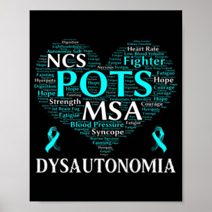 Affiche Dysautonomia Sensibilisation au ruban Turquoise T-