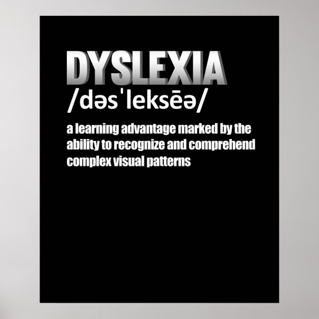 Affiche Dyslexie Définition Thérapeute de sensibilisation  (Devant)