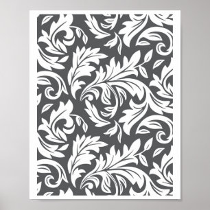 Affiche E0001 Gris foncé - Motif graphique floral rétro