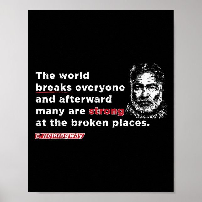 Affiche E. Citation Hemmingway_ Le Monde brise tout le mon (Devant)