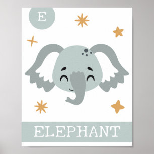 Affiche E est pour Elephant Nursery, Chambre, Oeuvre mural