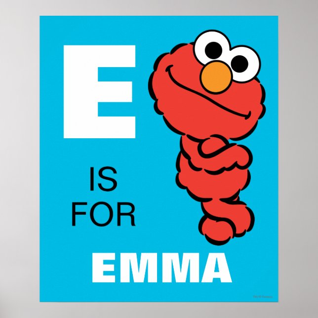 Affiche E est pour Elmo | Ajoutez votre nom (Devant)