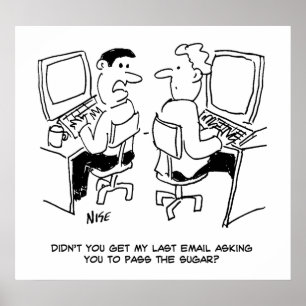 Affiche E-mails d'opérateur informatique demandant du sucr