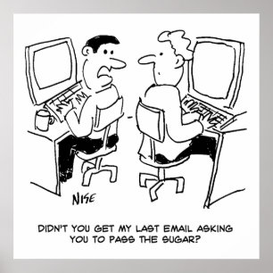 Affiche E-mails d'opérateur informatique demandant du sucr