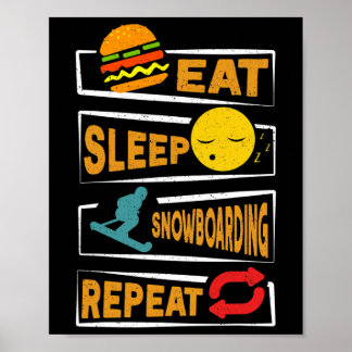 Affiche Ea T Sleep Snowboard Répéter Funny Snowboard