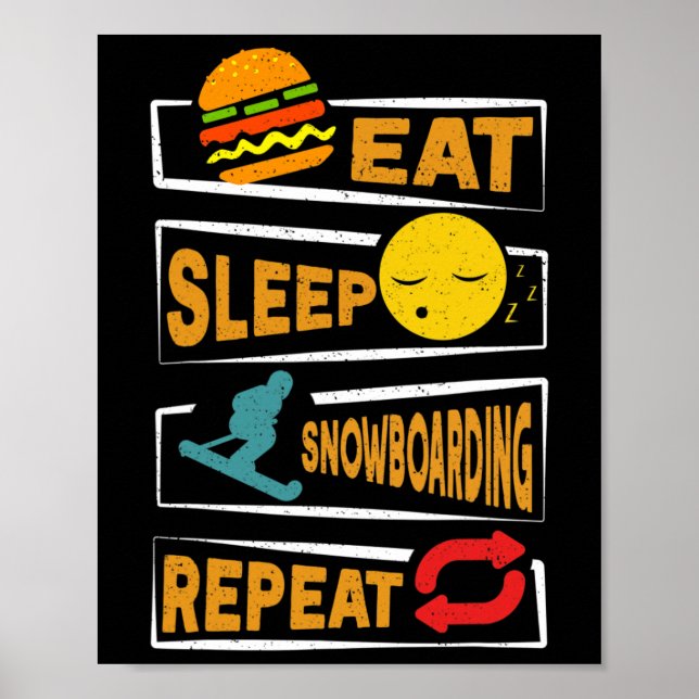 Affiche Ea T Sleep Snowboard Répéter Funny Snowboard (Devant)