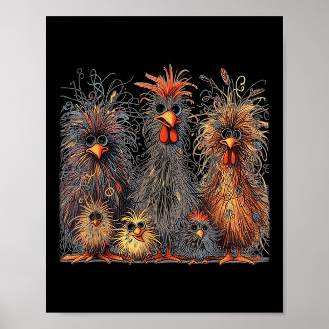 Affiche Eagerlys Coloré Funny Chicken Art (Devant)