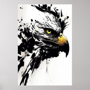 Affiche Eagle Bald Wild Nature Free Spirit Art Brosse Pein