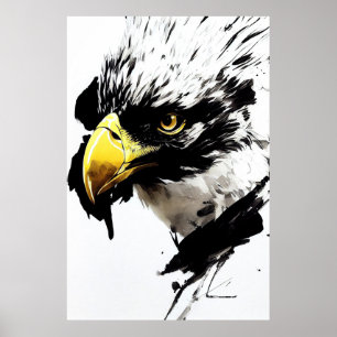 Affiche Eagle Bald Wild Nature Free Spirit Art Brosse Pein