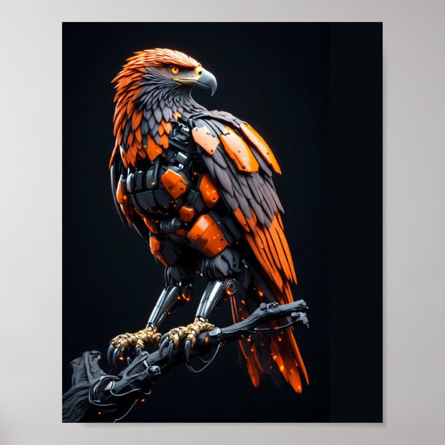 Affiche Eagle Cyberpunk Mecha Yeux Confiants (Devant)