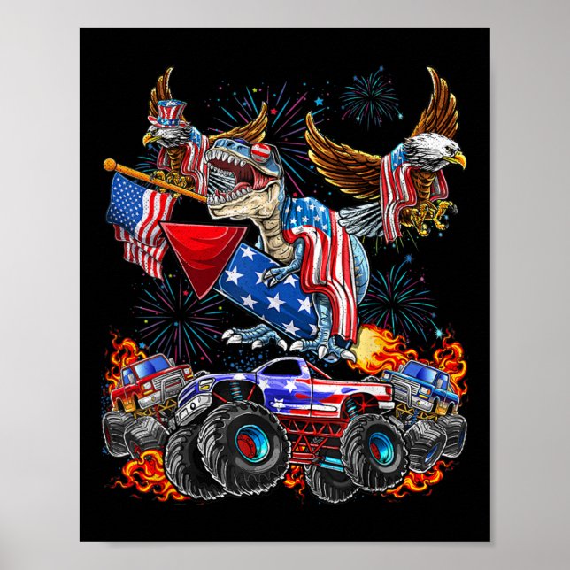 Affiche Eagle Monster Truck Dinosaur July 4th America Patr (Devant)