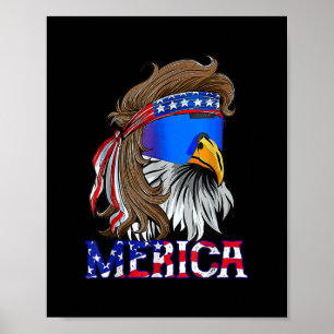 Affiche Eagle Mullet 4 juillet États-Unis Drapeau américai