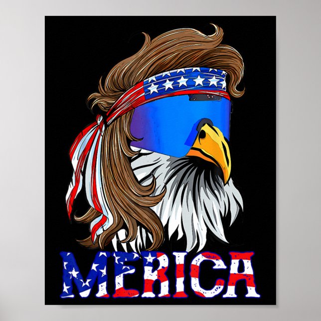 Affiche Eagle Mullet Sungles Merica 4 Juillet États-Unis A (Devant)