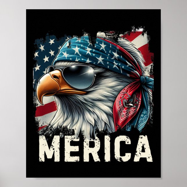 Affiche Eagle Mullet Sungles Merica 4 Juillet États-Unis A (Devant)