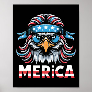 Affiche Eagle Mullet Sungles Merica États-Unis Drapeau amé