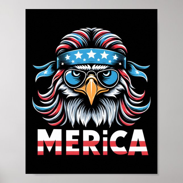 Affiche Eagle Mullet Sungles Merica États-Unis Drapeau amé (Devant)