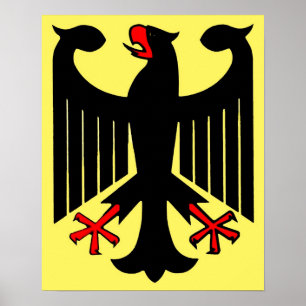 Affiche Eagle noir fédéral allemand sur le bouclier jaune