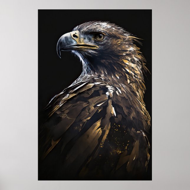 Affiche Eagle Portrait Animal Nature Faune Peinture Art (Devant)