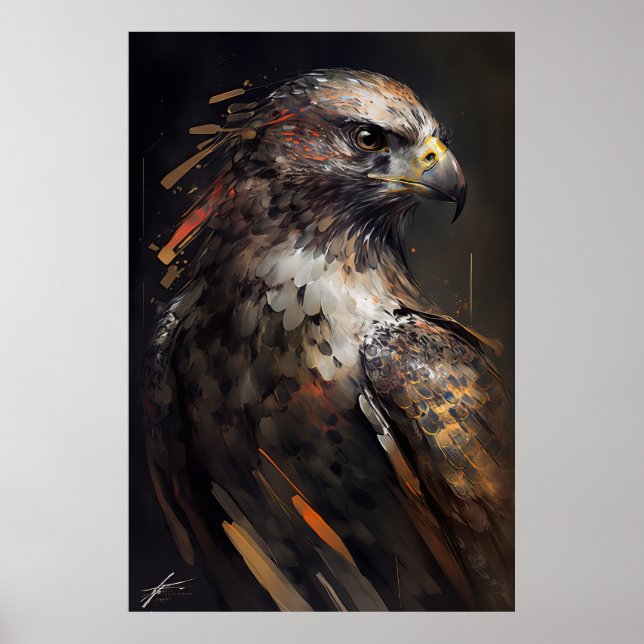 Affiche Eagle Portrait Animal Nature Faune Peinture Art (Devant)