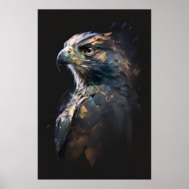 Affiche Eagle Portrait Animal Nature Faune Peinture Art (Devant)