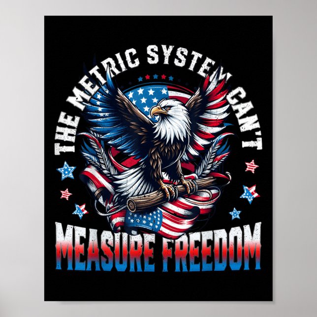 Affiche Eagle Usa Drapeau Le système métrique ne peut pas  (Devant)