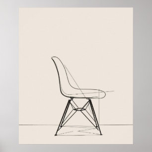 Affiche Eames Mid siècle moderne minimaliste ligne noire a