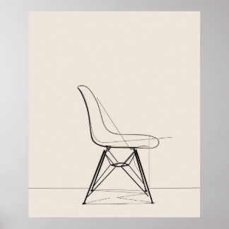 Affiche Eames Mid siècle moderne minimaliste ligne noire a