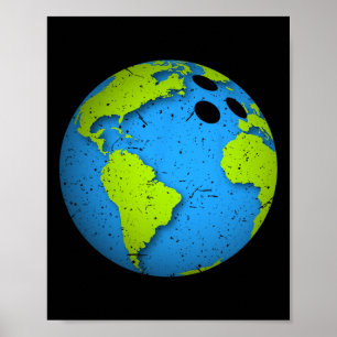 Affiche Earth Bowling Ll. Jour des terres Faveurs. Da de l