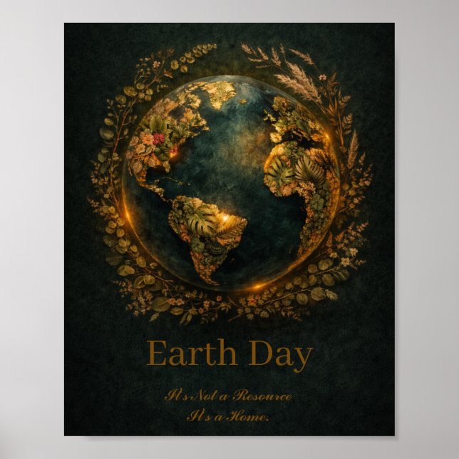 Affiche Earth Day Dark Botanical Wreath Nature Lover Gift  (Devant)